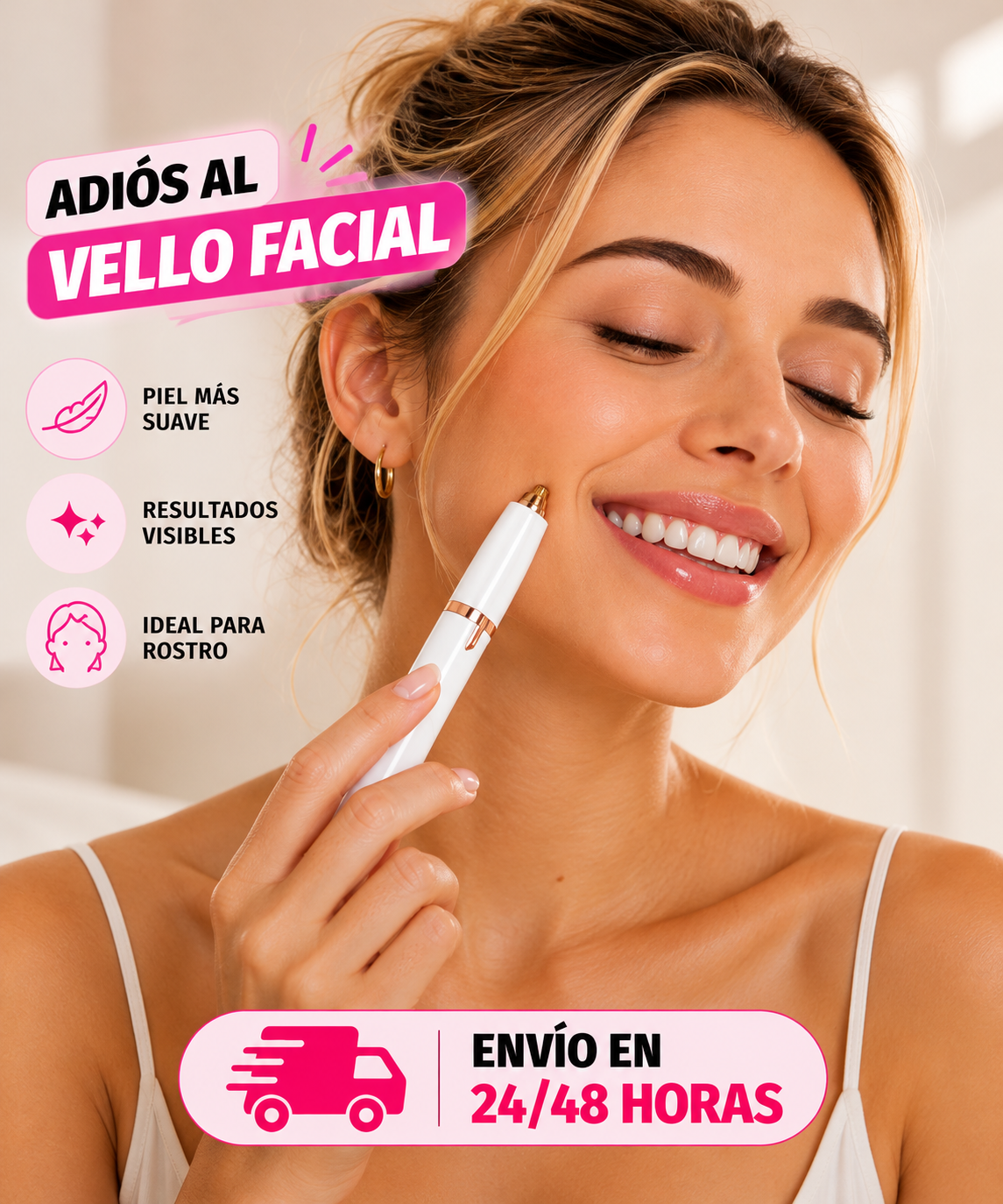 Depiladora facial de precisión indolora