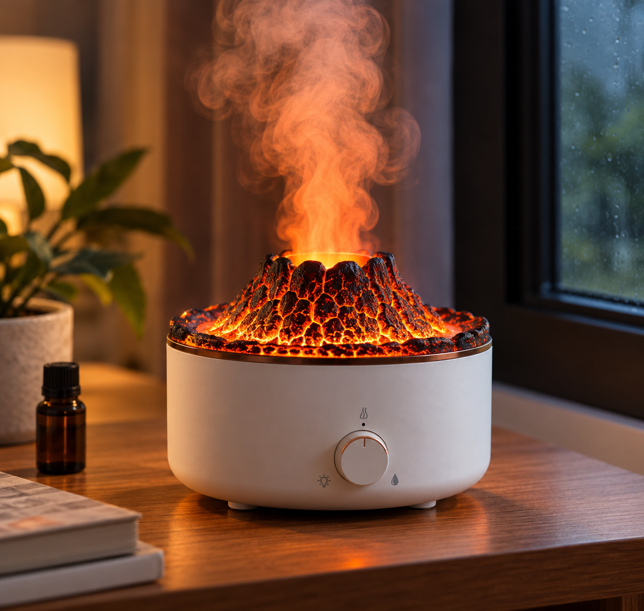 Humidificador Volcán con Efecto Niebla