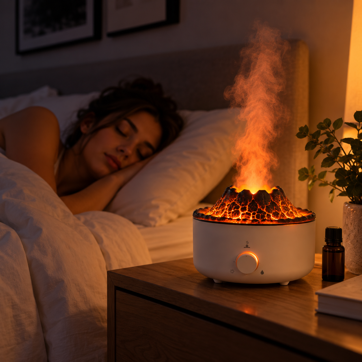Humidificador Volcán con Efecto Niebla